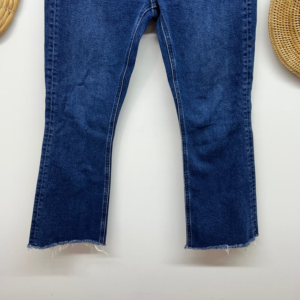 LOFT High Waist Kick Crop Jeans 29 / 8 Blue High Rise Denim Raw Edge Distressed - Picture 4 of 5